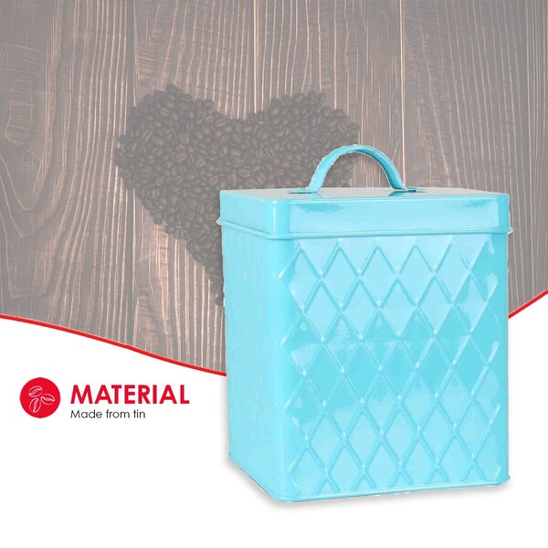 Home Basics Home Basics Trellis Collection Small Tin Canister, Turquoise - ZOR96280