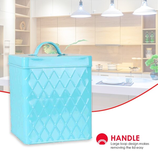 Home Basics Home Basics Trellis Collection Small Tin Canister, Turquoise - ZOR96280