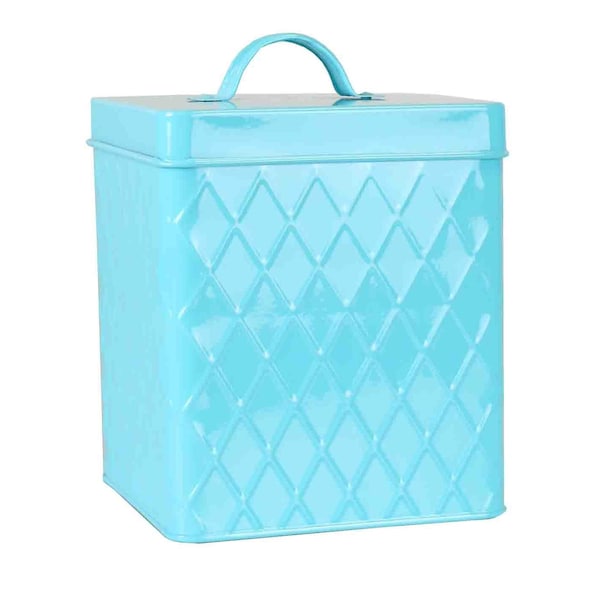 Home Basics Home Basics Trellis Collection Small Tin Canister, Turquoise - ZOR96280