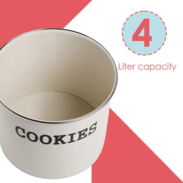 Home Basics Home Basics Tin Cookie Jar, Ivory - ZOR96281