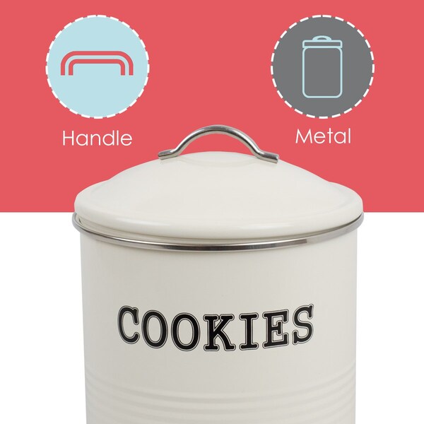 Home Basics Home Basics Tin Cookie Jar, Ivory - ZOR96281