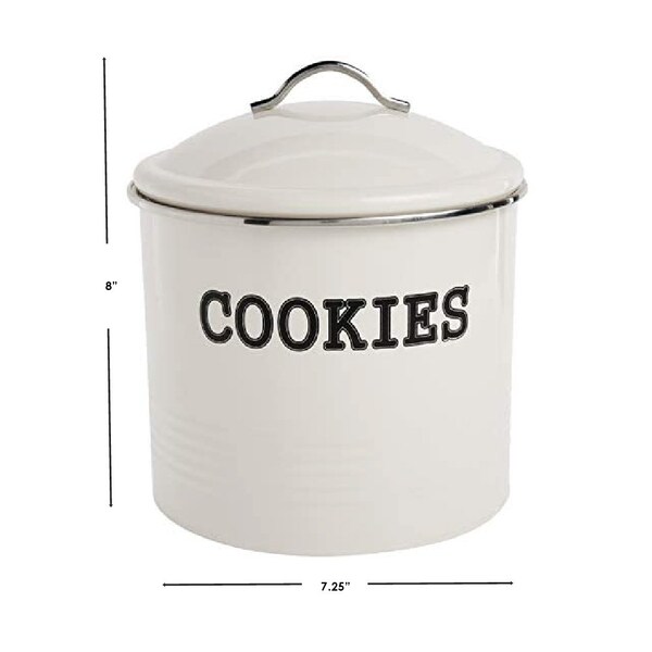 Home Basics Home Basics Tin Cookie Jar, Ivory - ZOR96281