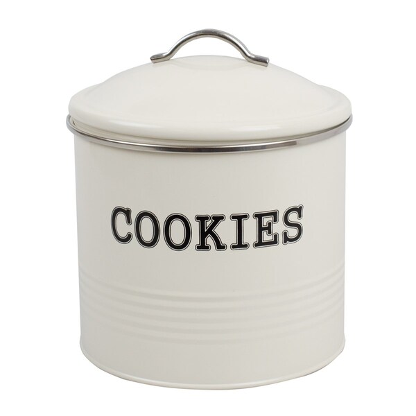 Home Basics Home Basics Tin Cookie Jar, Ivory - ZOR96281