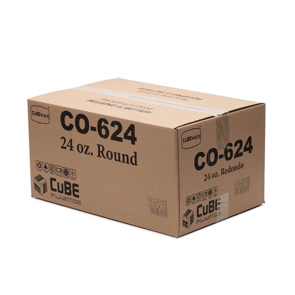 Cubeware Cubeware 24oz. Round Container Black Base With Clear Vented Lid, PK150 - CO-624B