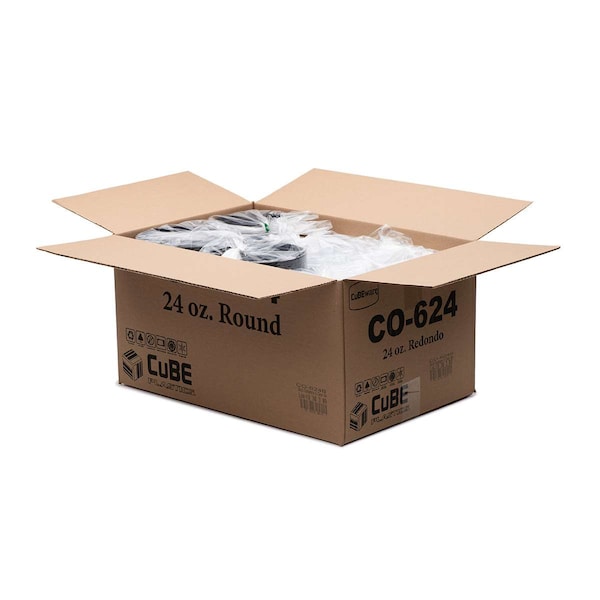 Cubeware Cubeware 24oz. Round Container Black Base With Clear Vented Lid, PK150 - CO-624B