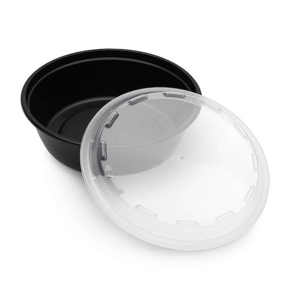 Cubeware Cubeware 24oz. Round Container Black Base With Clear Vented Lid, PK150 - CO-624B