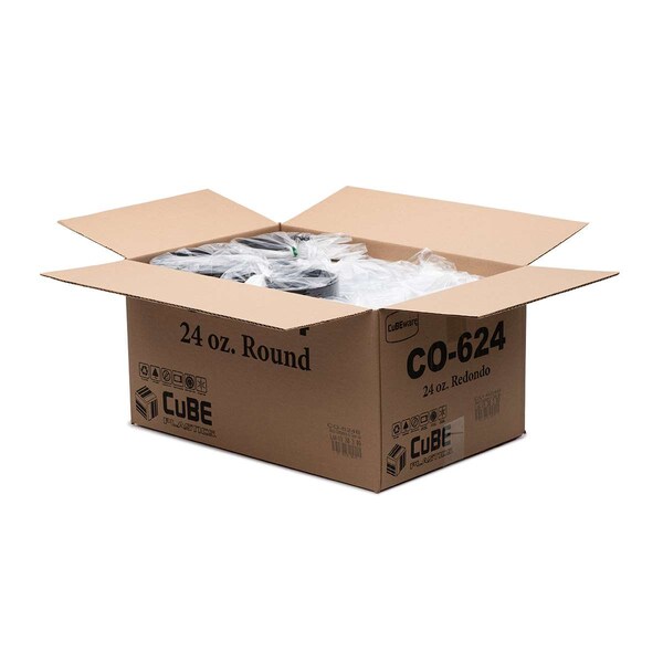 Cubeware Cubeware 24oz. Round Container Black Base With Clear Vented Lid, PK150 - CO-624B