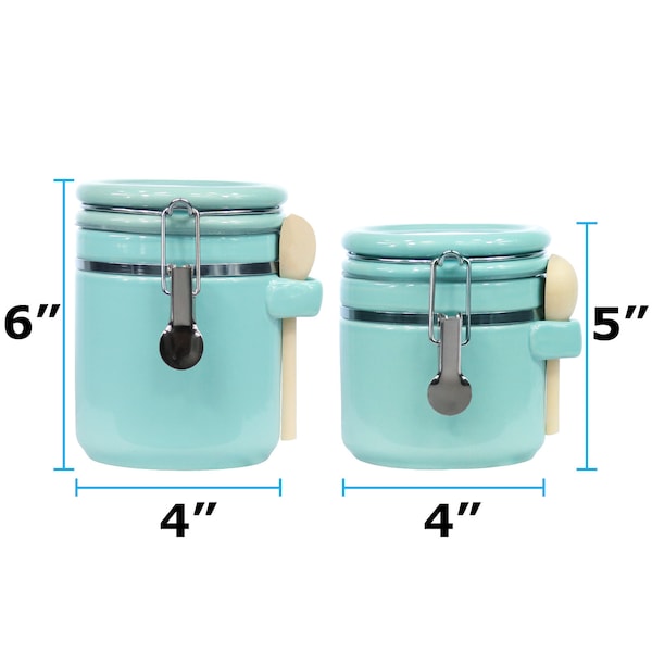 Blue Donuts Blue Donuts 4 Piece Ceramic Kitchen Food Storage Canisters With Spoons - BD3931162