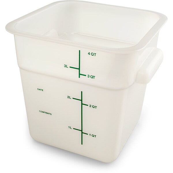 Carlisle Foodservice Food Storage Container, 4 qt, White - 11961PE02