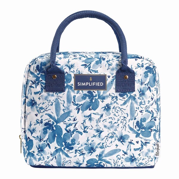 Fit + Fresh Simplified Lunch Bag, 9 x 6 x 10, Blue Floral - 7039SIM3166