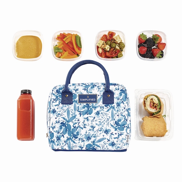 Fit + Fresh Simplified Lunch Bag, 9 x 6 x 10, Blue Floral - 7039SIM3166