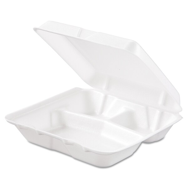 Dart Carryout Food Container, Foam, 3-Co, PK200 - 80HT3R