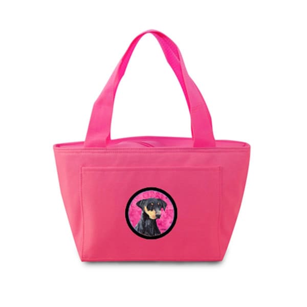 Carolines Treasures 15 x 7 in. Doberman Zippered Insulated School Washable and Stylish Lunch Bag Cooler- Pink - SC9126PK-8808