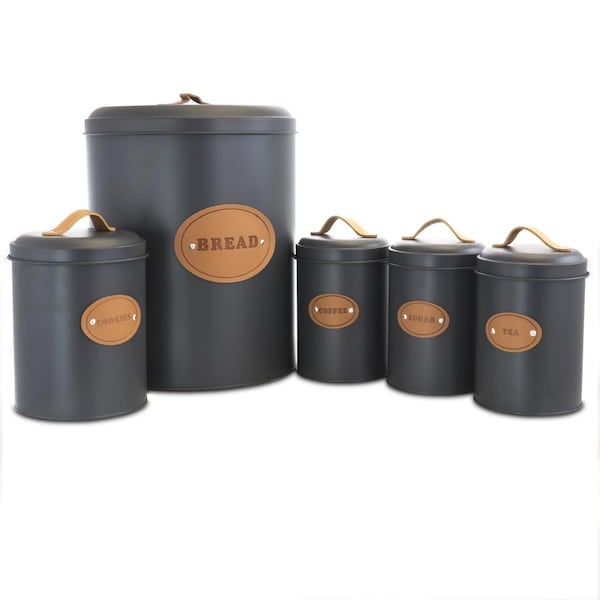 Megachef Kitchen Food Storage & Organization Canister SetGrey 5 Piece - MG-440