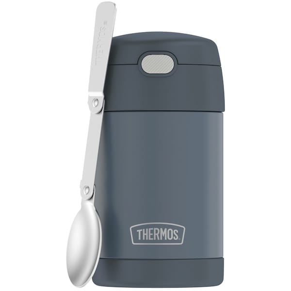 Thermos 16-Ounce FUNtainer Vacuum-Insulated Stainless Steel Food Jar with Folding Spoon (Stone Slate) - F31101SL6
