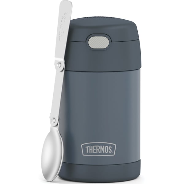 Thermos 16-Ounce FUNtainer Vacuum-Insulated Stainless Steel Food Jar with Folding Spoon (Stone Slate) - F31101SL6
