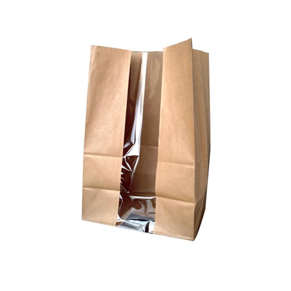 Packnwood 8.9 x 4.7 x 10.8 in. Brown SOS Bag with Window - 210SOS22BRF