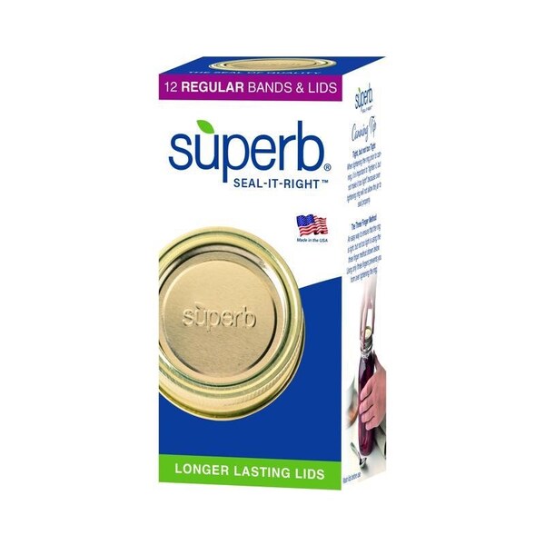 Superb Seal-It-Right Regular Mouth Canning Lids and Bands, 12PK - 90305
