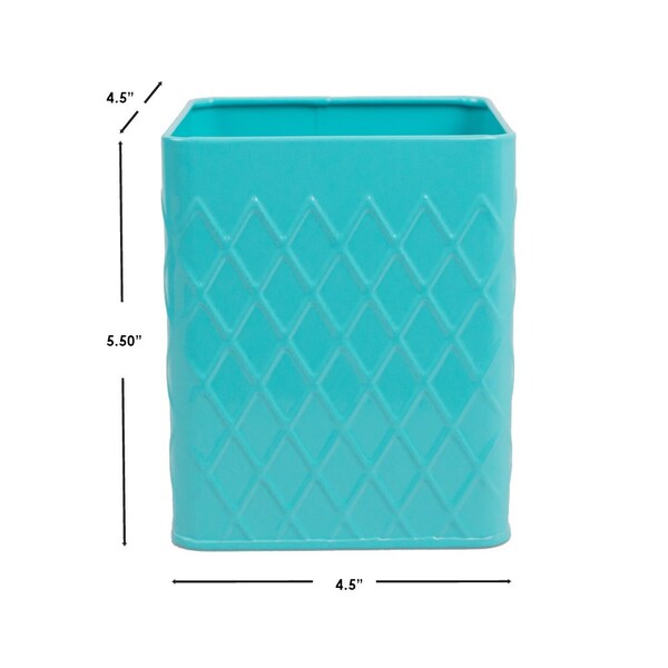 Home Basics Home Basics Tin Utensil Holder, Turquoise - ZOR96283