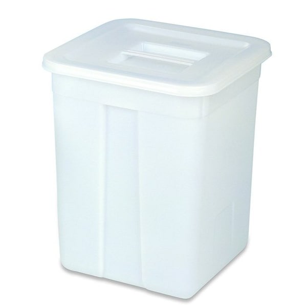 Araven SQUARED BUCKET W/LID 16 GAL WHITE, 16 3/8" X 16 3/8" X 19 3/4" - 00448