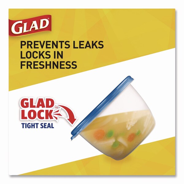 Glad To Go Lunch Containers, 2 Compartments, 32 oz, Plastic, 4PK - XZA78404