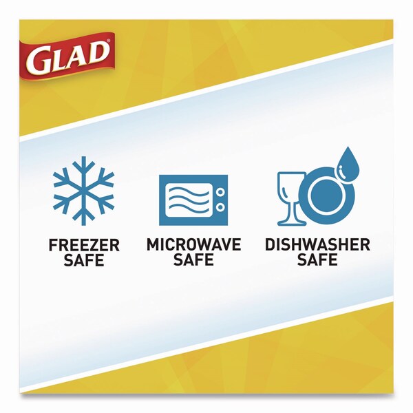 Glad To Go Lunch Containers, 2 Compartments, 32 oz, Plastic, 4PK - XZA78404
