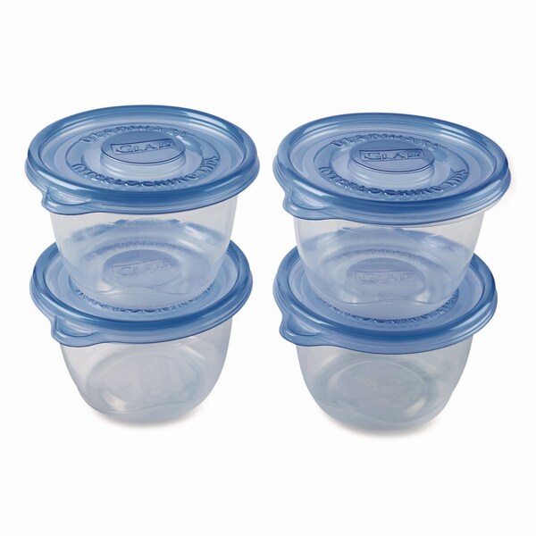 Glad To Go Lunch Containers, 2 Compartments, 32 oz, Plastic, 4PK - XZA78404