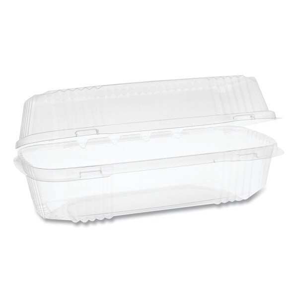 Pactiv Evergreen ClearView SmartLock Hinged Lid Container, Hoagie Container, 27 oz, 9.25 x 4.5 x 3, Clear, 250PK - YCI810490000