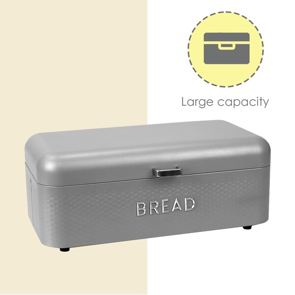 Hds Trading Soho Steel Bread Box, Grey - ZOR96017