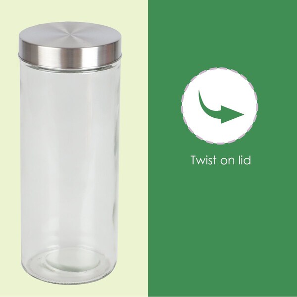 Home Basics Home Basics X-Large 67oz. Round Glass Canister with Air-Tight Metal Lid, Clear - ZOR96120