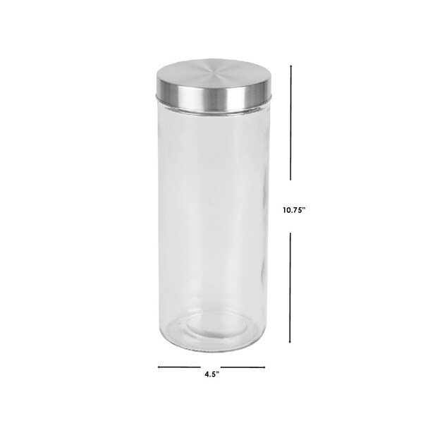 Home Basics Home Basics X-Large 67oz. Round Glass Canister with Air-Tight Metal Lid, Clear - ZOR96120