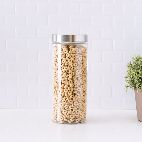Home Basics Home Basics X-Large 67oz. Round Glass Canister with Air-Tight Metal Lid, Clear - ZOR96120