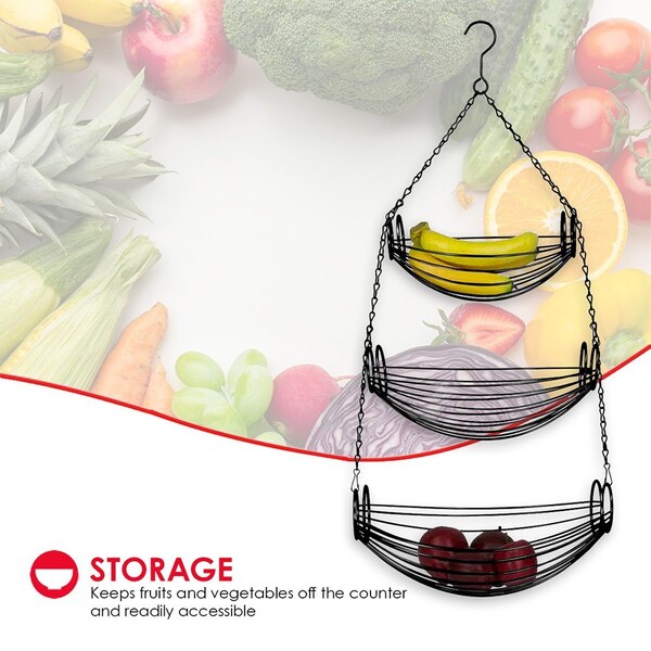 Hds Trading 3Tier Black Oval Hanging Basket - ZOR95931