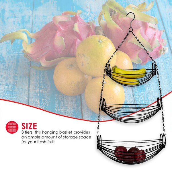 Hds Trading 3Tier Black Oval Hanging Basket - ZOR95931