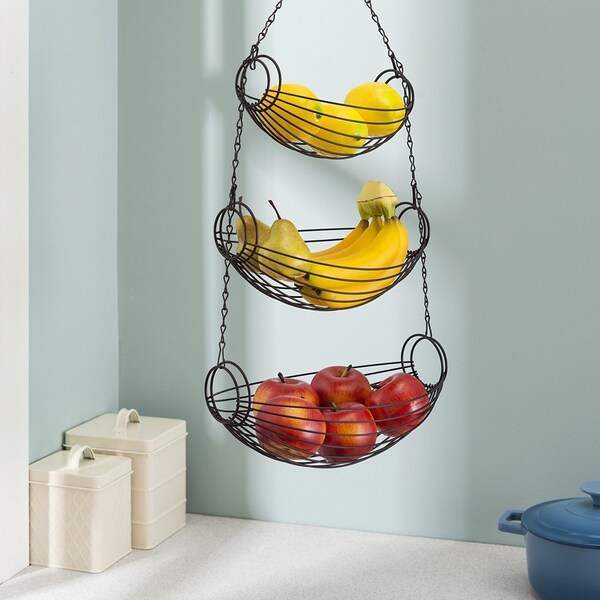 Hds Trading 3Tier Black Oval Hanging Basket - ZOR95931