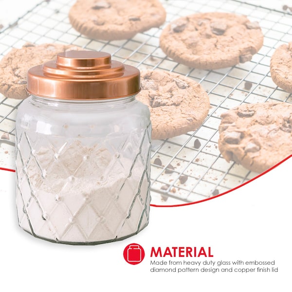 Home Basics Small 26 Lt Textured Glass Jar With Gleaming Copper Top - GJ44500