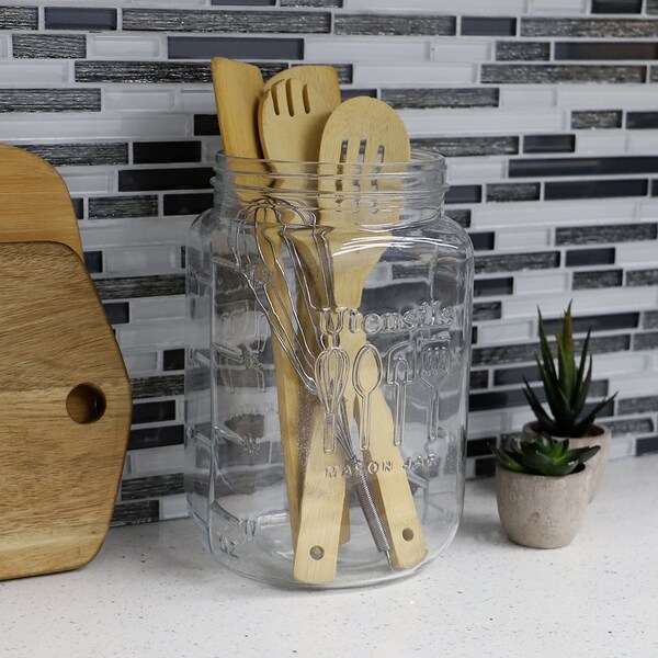 Home Basics Home Basics 153.6 oz. X-Large Glass Mason Canister Jar, Clear - ZOR96113