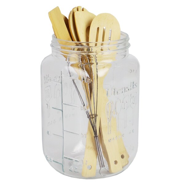 Home Basics Home Basics 153.6 oz. X-Large Glass Mason Canister Jar, Clear - ZOR96113
