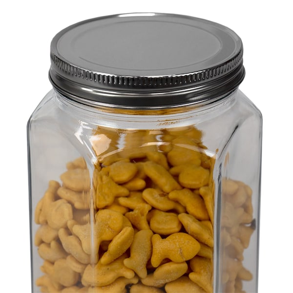 Home Basics 37 oz Medium Hexagon Glass Canister, Clear - GC47605