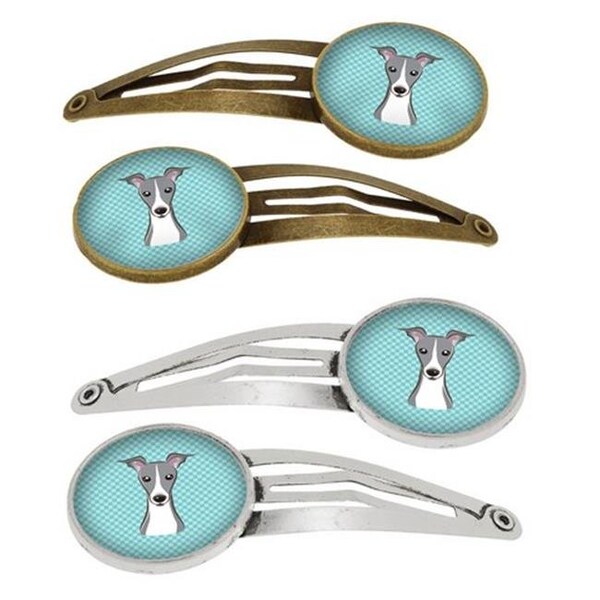Carolines Treasures Carolines Treasures BB1174HCS4 Checkerboard Blue Italian Greyhound Barrettes Hair Clips; Set of 4 - BB1174HCS4