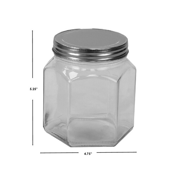 Home Basics Home Basics 26 oz. Small Hexagon Glass Canister, Clear - ZOR96110