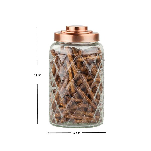Home Basics Home Basics Large 5.2 Lt Textured Glass Jar with Gleaming Air-Tight Copper Top - ZOR96124