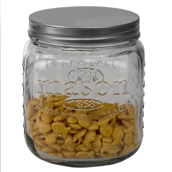 Home Basics 90 oz  Medium Mason Glass Canister, Clear - GC47601