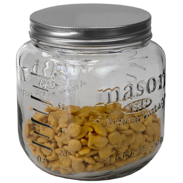 Home Basics 90 oz  Medium Mason Glass Canister, Clear - GC47601