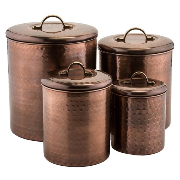 Starcrafts Hammered Stainless Steel Canister with Copper, 4 Piece - 92075