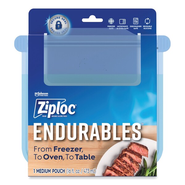 Ziploc Endurables Silicone Pouches, 2 Cups, 4.4 x 7.9, Clear, 8PK - 339966