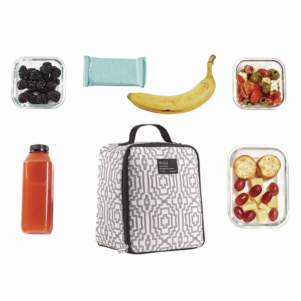 Fit + Fresh Lunch Bag, 8 x 6 x 10, Black and White Geometric - 7613FF3242