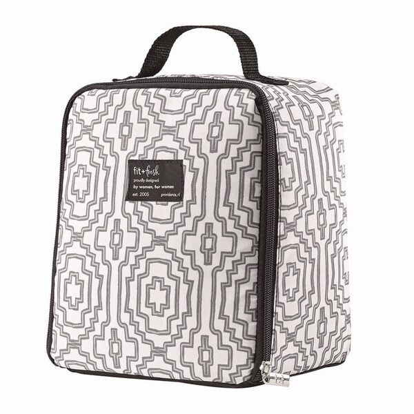 Fit + Fresh Lunch Bag, 8 x 6 x 10, Black and White Geometric - 7613FF3242