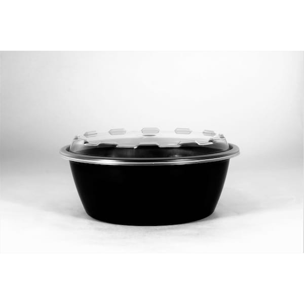 Cubeware Cubeware 32oz. Round Container Black Base With Clear Vented Lid, PK150 - CO-632B