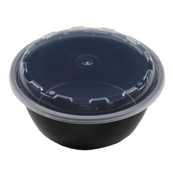 Cubeware Cubeware 32oz. Round Container Black Base With Clear Vented Lid, PK150 - CO-632B